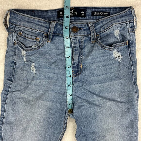 Hollister Mid-Rise Super Skinny Size 26x30 3R Stretch Denim Distressed Raw Hem - Picture 13 of 14